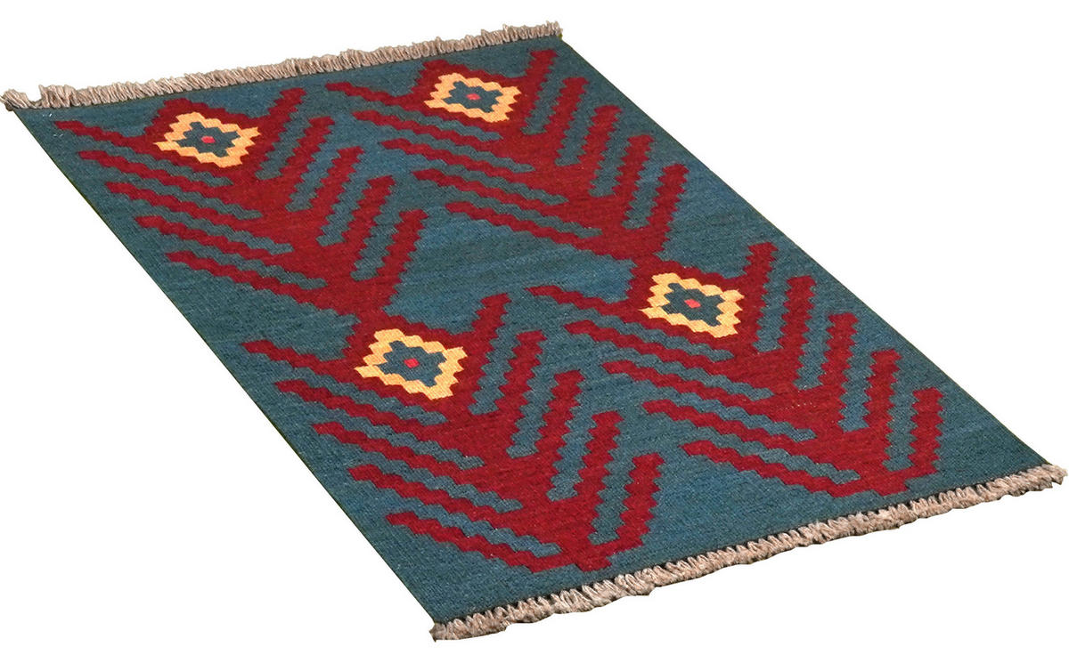 PersaTepp Teppich Kelim Gashgai blau B/H/L: ca. 62x1x91 cm Kelim Gashgai - blau (91,00/62,00/1,00cm) - PersaTepp