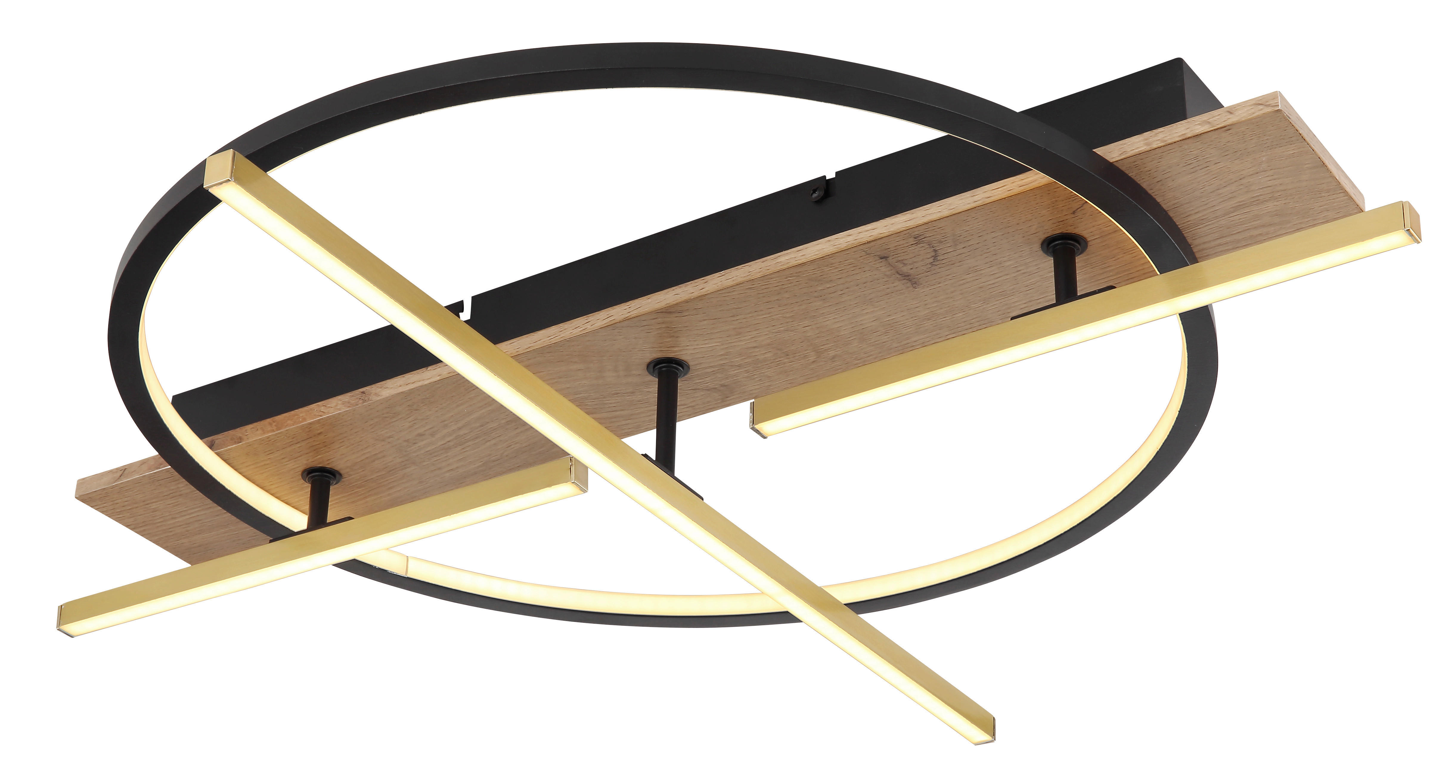 GLOBO LED-Deckenleuchte messing dunkelbraun schwarz Metall Aluminium MDF B/H/T: ca. 60x11,5x70 cm BEATRIX - messing/dunkelbraun (60,00/11,50/70,00cm) - GLOBO