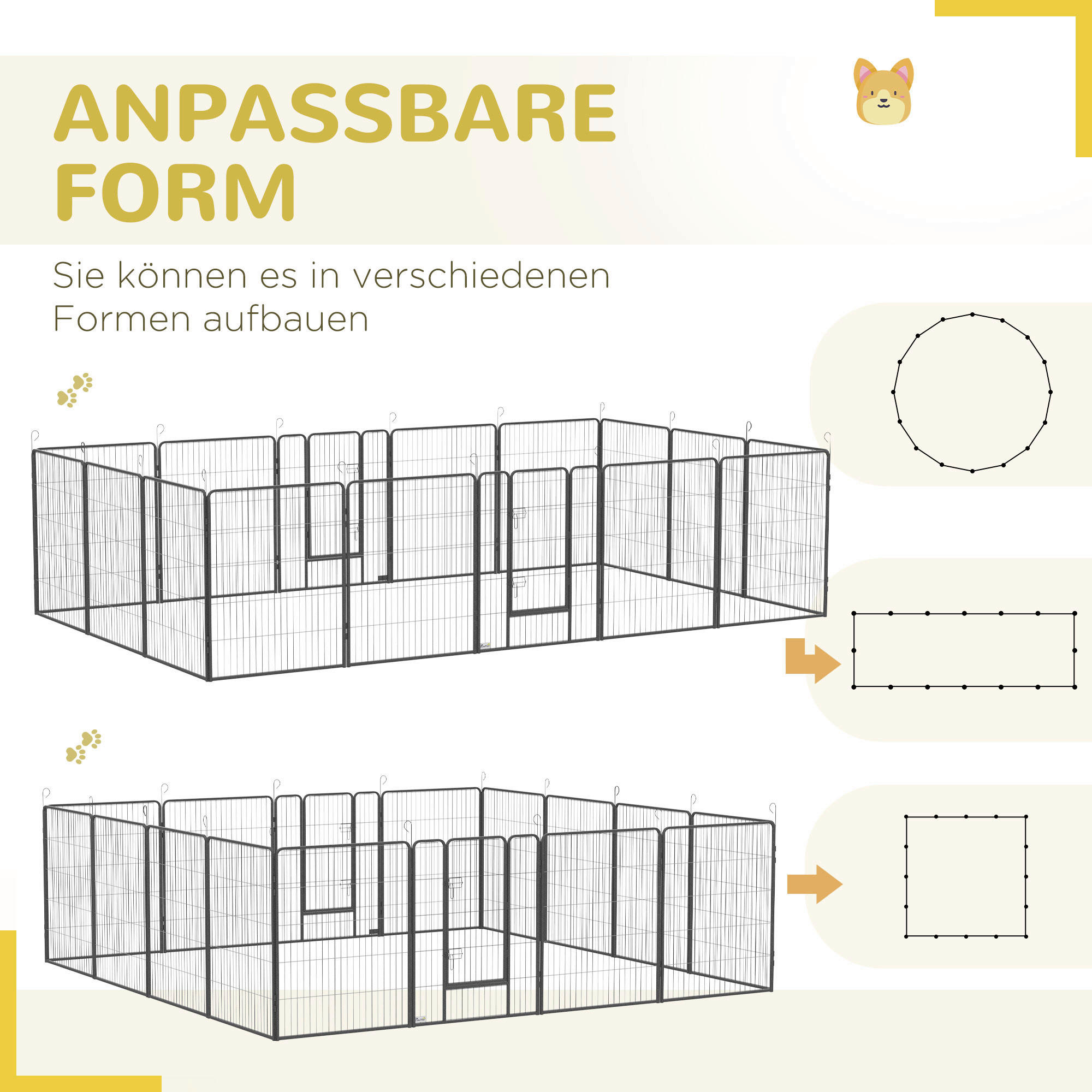 PawHut Gehege grau Edelstahl B/H/L: ca. 320x320x100 cm Freigehege - grau (100,00/320,00/320,00cm) - PawHut