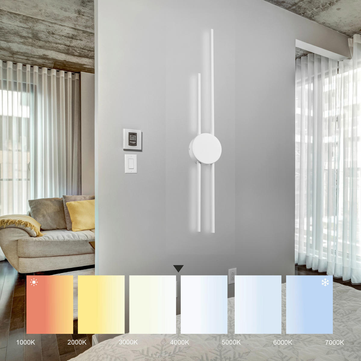Lamkur LED-Wandleuchte weiß PVC Holz B/H/L: ca. 12x80x12 cm LANA - weiß (12,00/12,00/80,00cm) - Lamkur