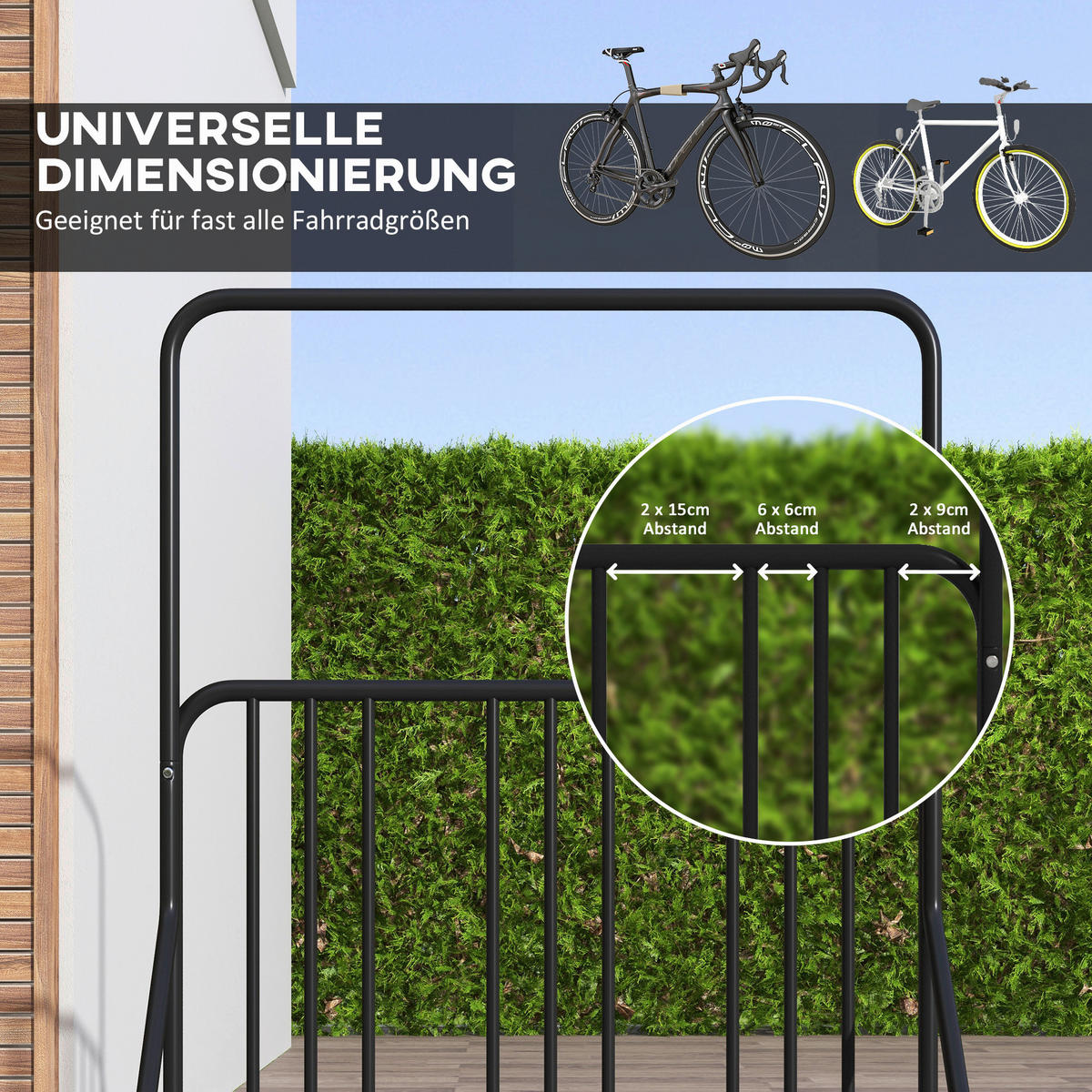 DURHAND Fahrrad-Zubehör schwarz schwarz B/H/L: ca. 92x102x130 cm Fahrradhalter - schwarz (130,00/92,00/102,00cm) - DURHAND