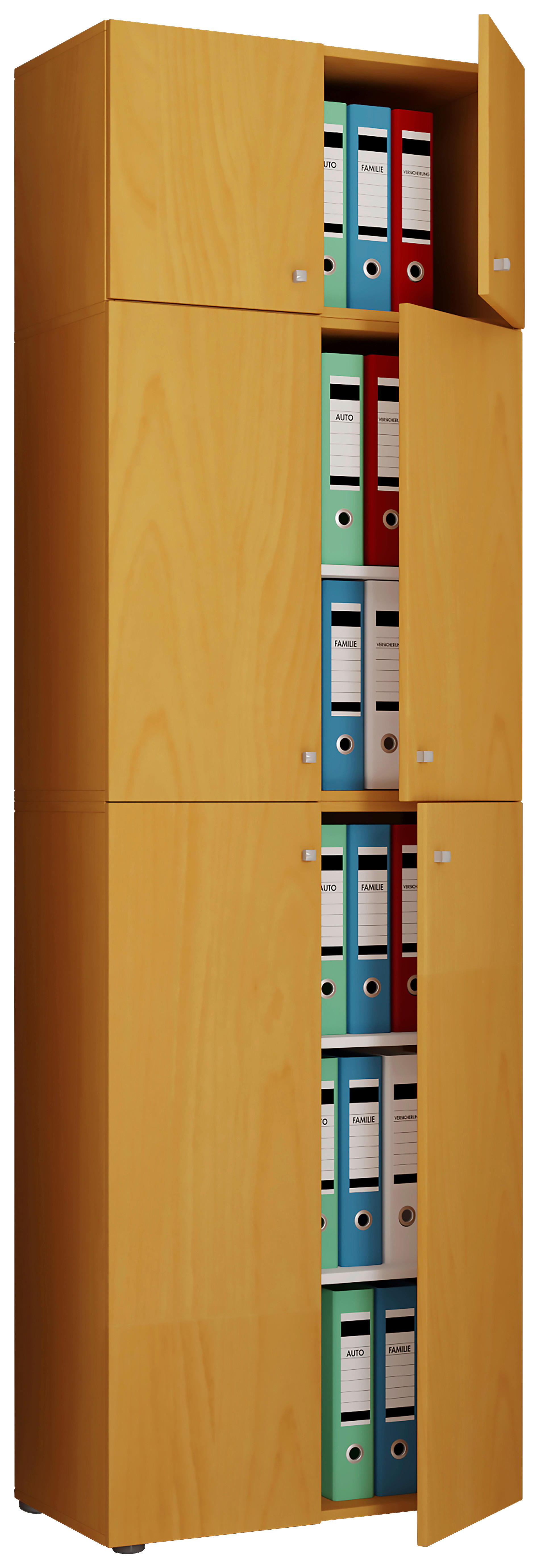 Büroschrank Lona buche Nachbildung weiß B/H/T: ca. 70x223x39 cm Lona - weiß/buche (70,00/223,00/39,00cm) - VCM Möbel