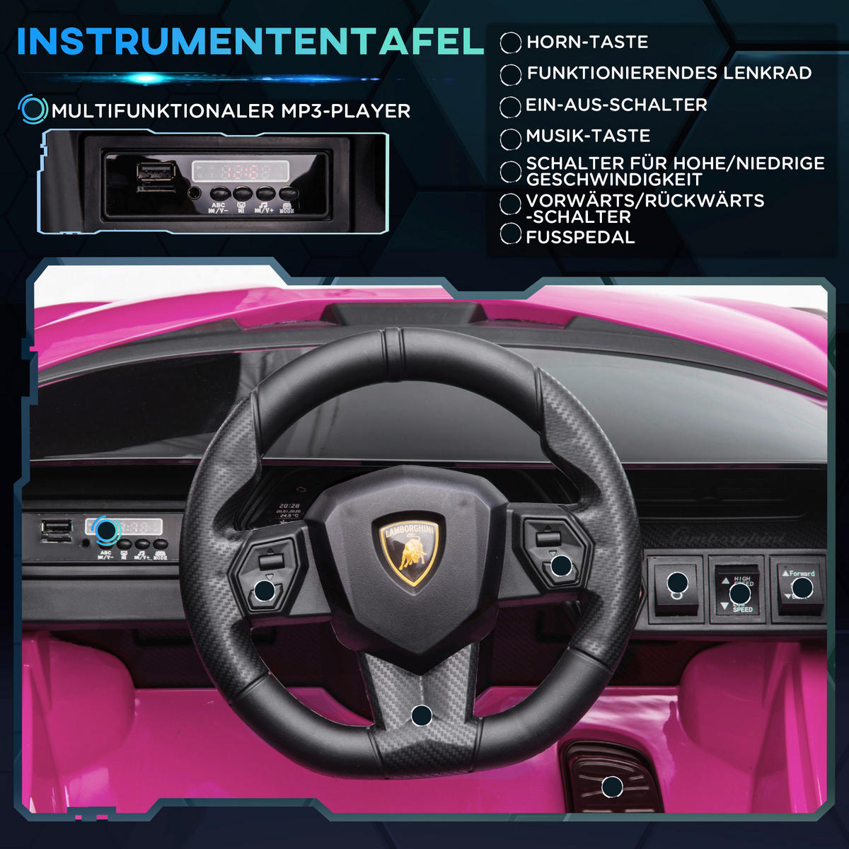 HOMCOM Kinder-Elektroauto rosa B/H/L: ca. 62x40x108 cm Kinder-Elektroauto - rosa (108,00/62,00/40,00cm) - HOMCOM