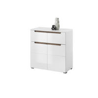 Kommode Turin weiß weiß Hochglanz Old Wood Nachbildung B/H/T: ca. 80x83x40 cm Turin - weiß (80,00/83,00/40,00cm)