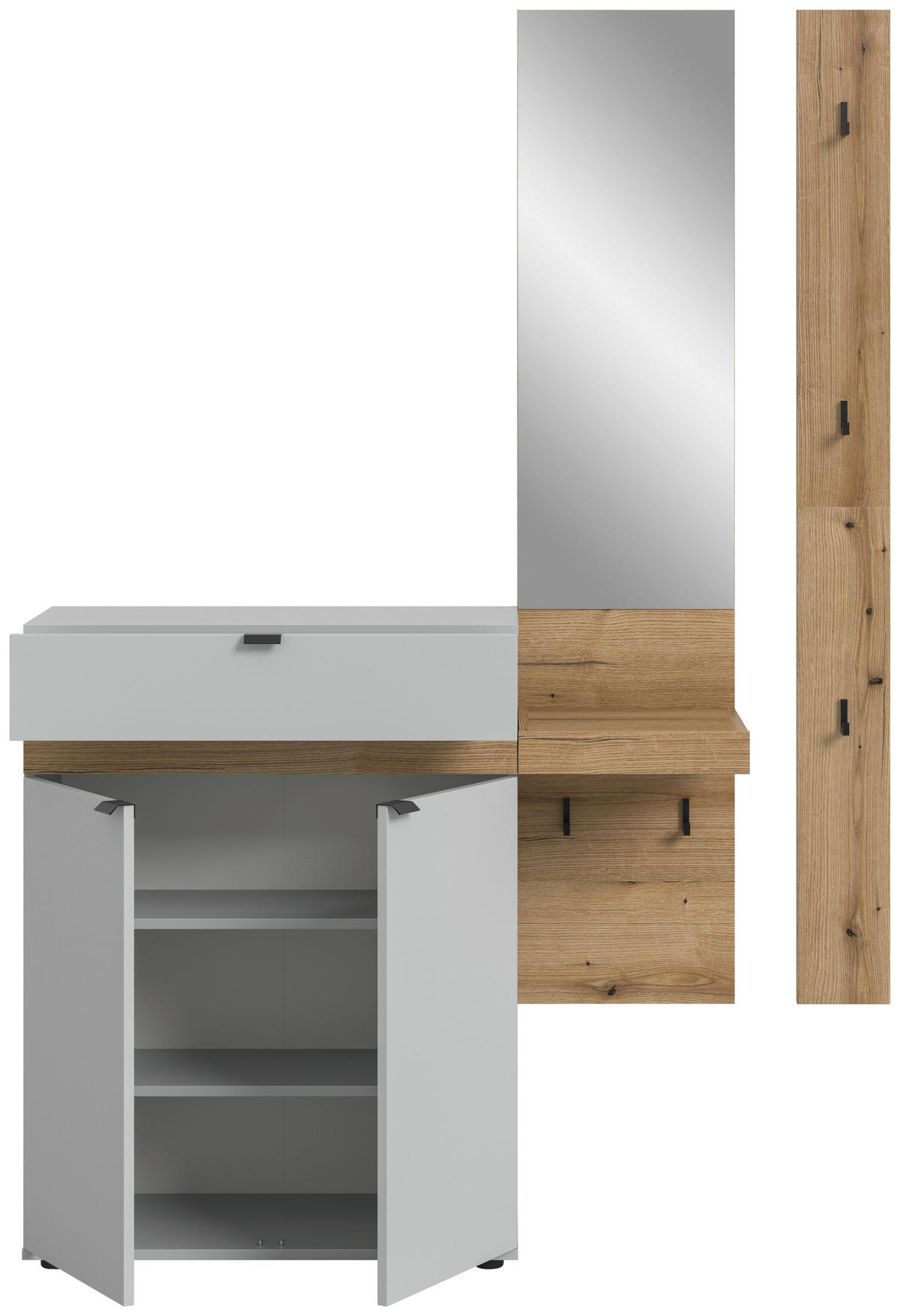Garderobe Naro weiß Evoke Oak Nachbildung B/H/T: ca. 148x194x37 cm Naro - weiß (148,00/194,00/37,00cm) - xonox.home