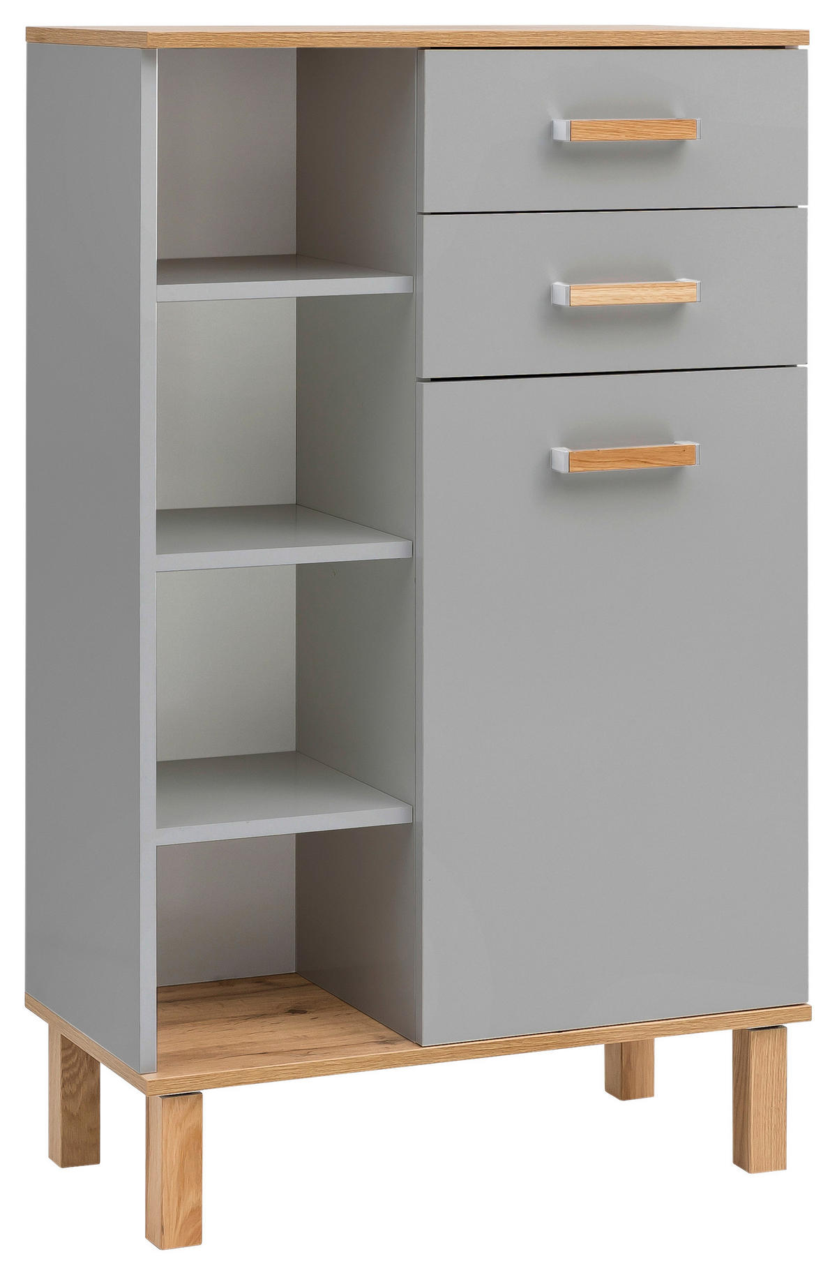 Midischrank Padua grau Eiche Landhaus Nachbildung B/H/T: ca. 67x114,5x35 cm Padua - Eiche/grau (67,00/114,50/35,00cm) - Möbelpartner