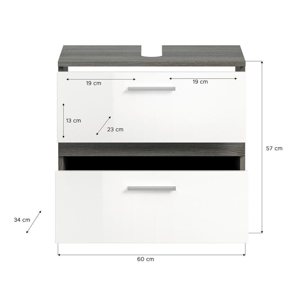 Thumbnail - Badezimmer-Set BLAKE Rauchsilber Nachbildung weiß Hochglanz B/H/T: ca. 160x191x34 cm
