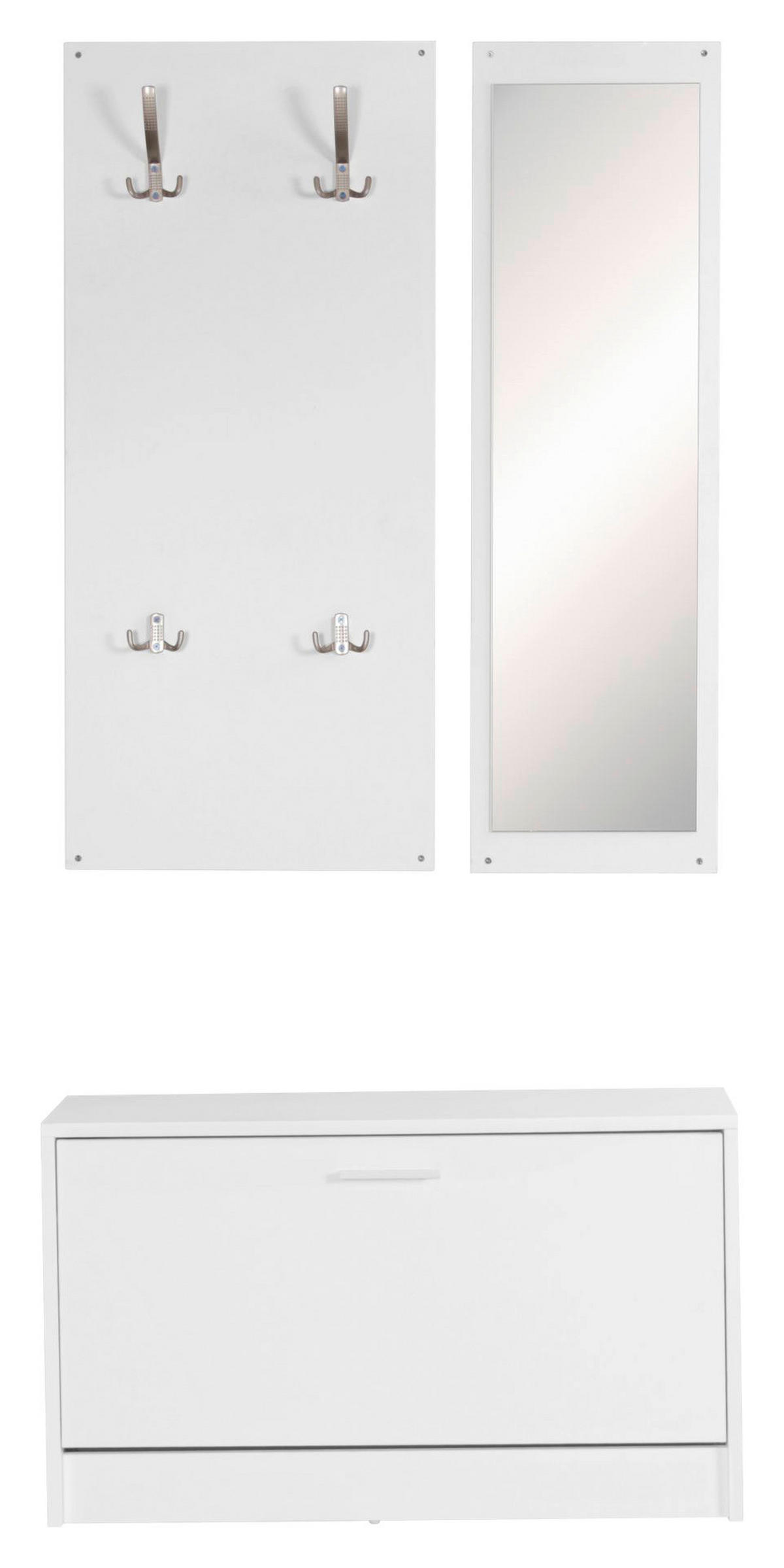 Garderobe weiß B/H/T: ca. 80x180x80 cm Garderobe mit Spiegel - weiß (80,00/180,00/80,00cm) - Wohnling