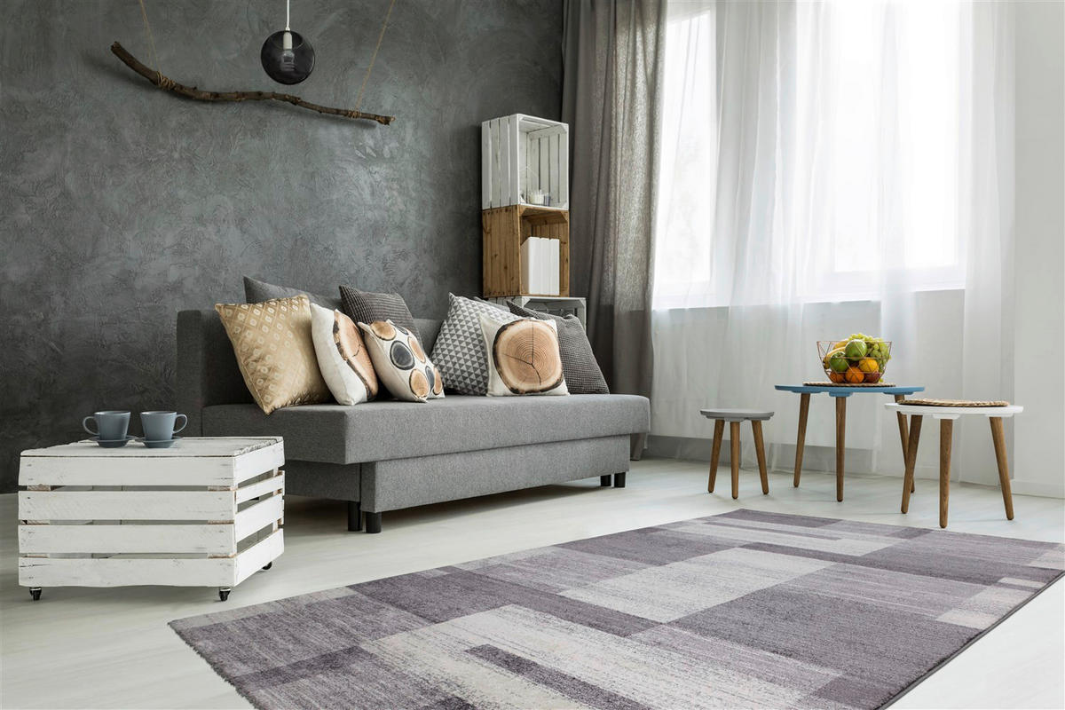 Kayoom Kurzflorteppich Falkland - Port Louis silber B/L: ca. 120x170 cm Falkland - Port Louis - silber (120,00/170,00cm) - Kayoom
