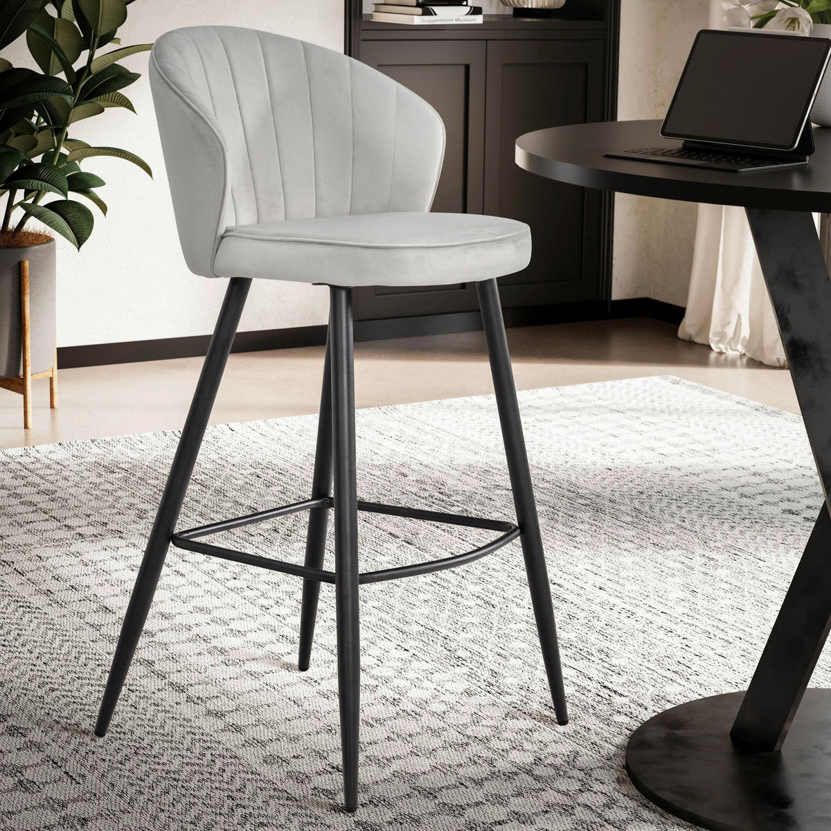 Barhocker 2er Set grau Polyester B/H/T: ca. 56x103x53 cm 2er Set - grau (56,00/103,00/53,00cm) - Wohnling