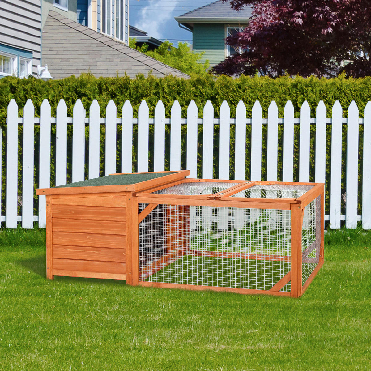 PawHut Stall orange Holz B/H/L: ca. 100x125,5x49 cm Kleintierstall - orange (49,00/100,00/125,50cm) - PawHut