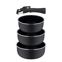 BERGNER Topfset CLICK & COOK schwarz Aluminium 4 tlg. CLICK & COOK - schwarz/silber (30,30/30,00/9,70cm) - BERGNER