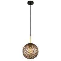 GLOBO Pendelleuchte schwarz Rauch Kunststoff Metall H/D: ca. 120x25 cm E27 1 Brennstellen FITZ - schwarz/Rauch (25,00/120,00cm) - GLOBO