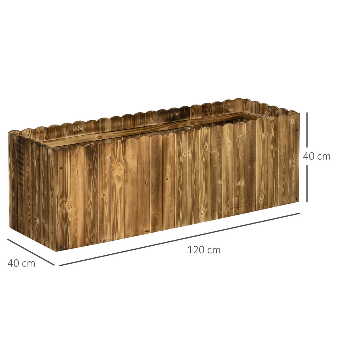 Outsunny Hochbeet mit Holzplatte natur Holz B/H/L: ca. 40x40x120 cm Hochbeet 845-108 - natur (120,00/40,00/40,00cm) - Outsunny