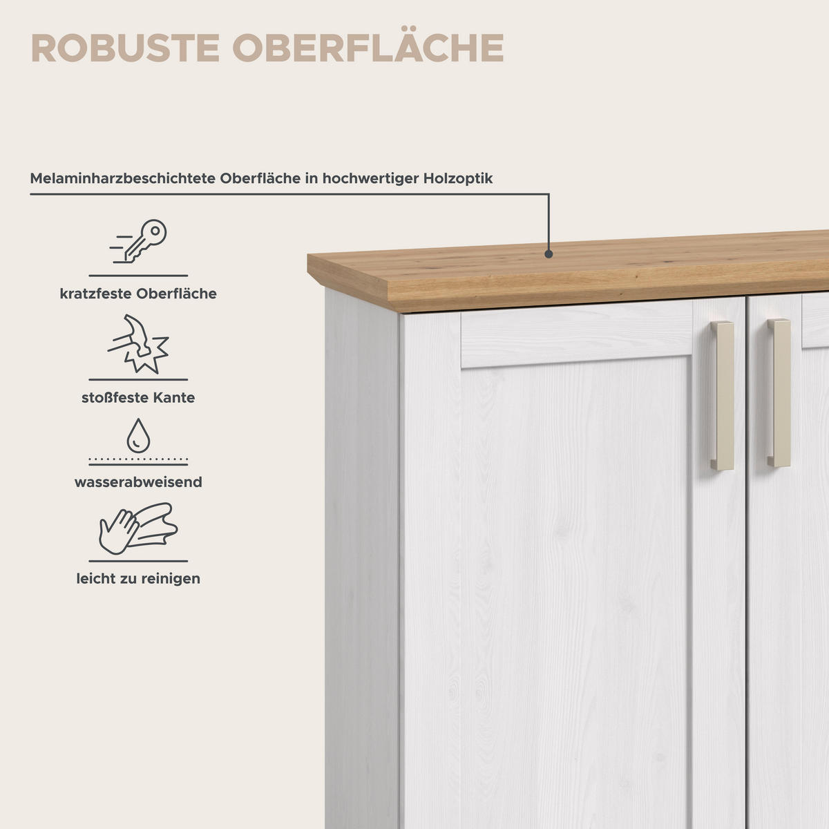 Kommode Verona Sibiu Lärche Nachbildung Eiche Artisan Nachbildung B/H/T: ca. 90x88x37 cm Verona - Eiche (90,00/88,00/37,00cm) - xonox.home