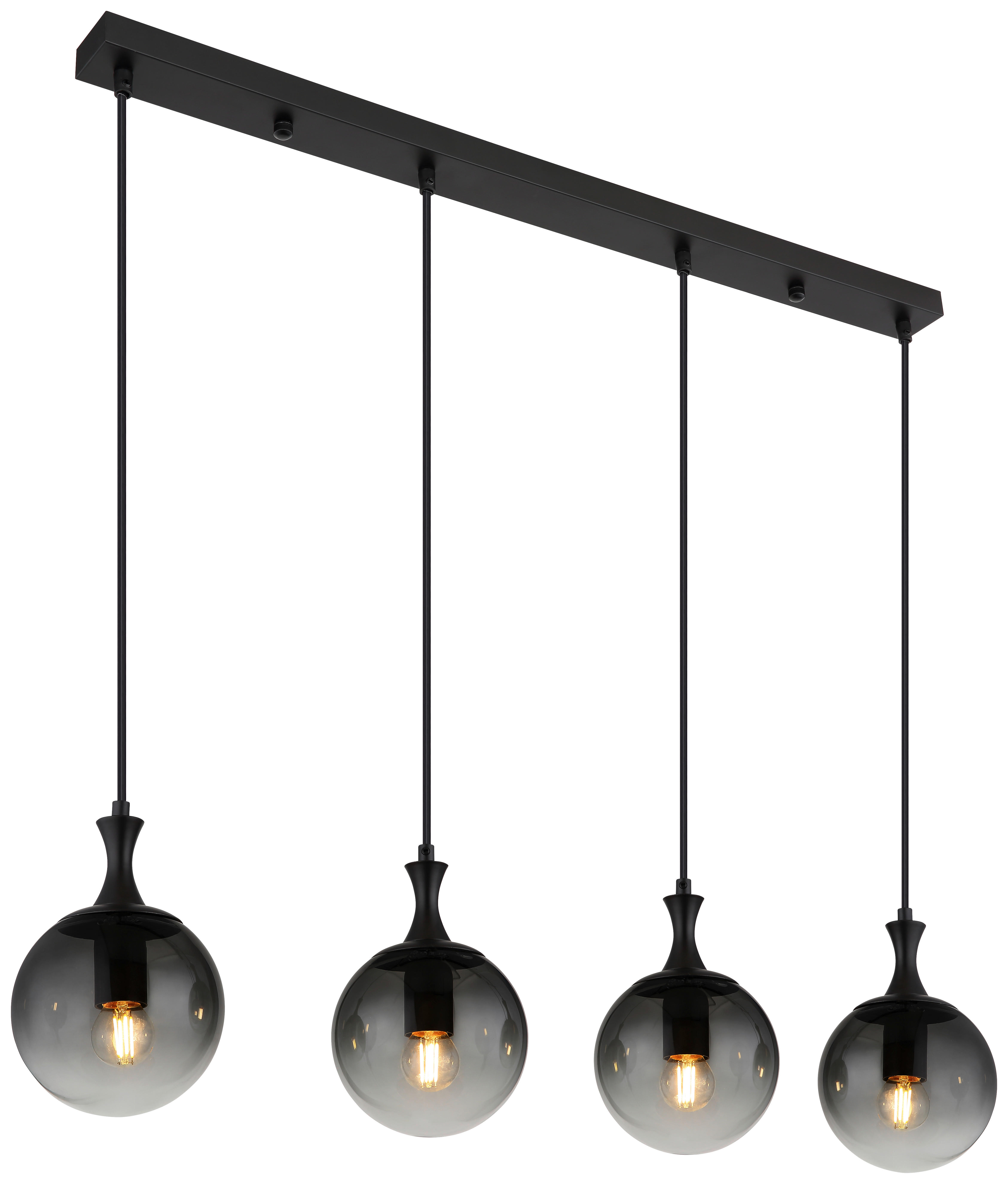 GLOBO LED Pendelleuchte mattschwarz Rauch Metall Kunststoff Glas B/H/T: ca. 90x130x15 cm 4.0 Brennstellen DALTON - mattschwarz/Rauch (90,00/130,00/15,00cm) - GLOBO