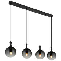 GLOBO LED Pendelleuchte mattschwarz Rauch Metall Kunststoff Glas B/H/T: ca. 90x130x15 cm 4.0 Brennstellen DALTON - mattschwarz/Rauch (90,00/130,00/15,00cm) - GLOBO