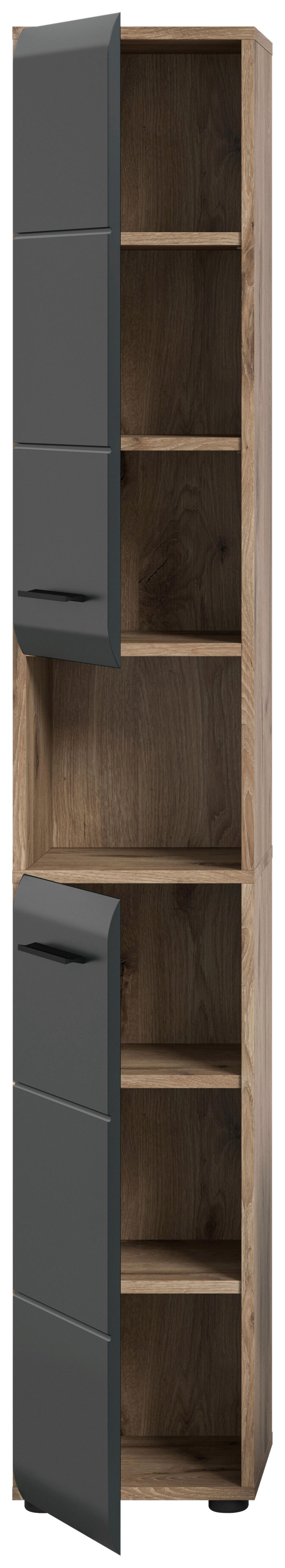 Hochschrank Ice Nox Oak Nachbildung schwarz matt B/H/T: ca. 30x185x30 cm Ice - schwarz (30,00/185,00/30,00cm) - xonox.home