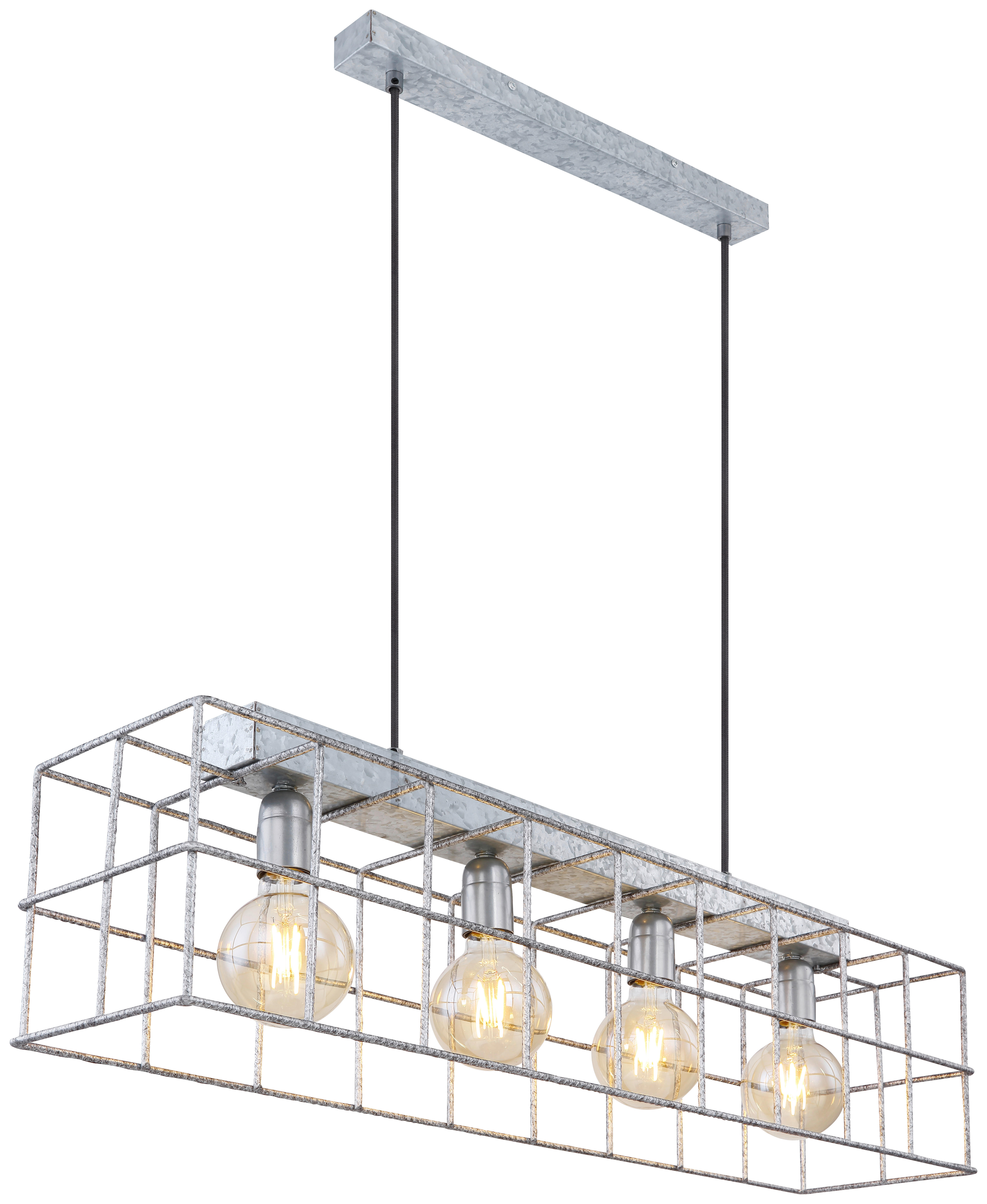 GLOBO Pendelleuchte silber Metall B/H/T: ca. 20x150x90 cm 4.0 Brennstellen 15530Z-4H - silber (20,00/150,00/90,00cm) - GLOBO