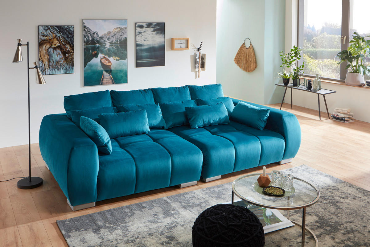 Big Sofa Esther türkis B/T: ca. 276x145 cm Esther - türkis/silber (276,00/145,00cm)