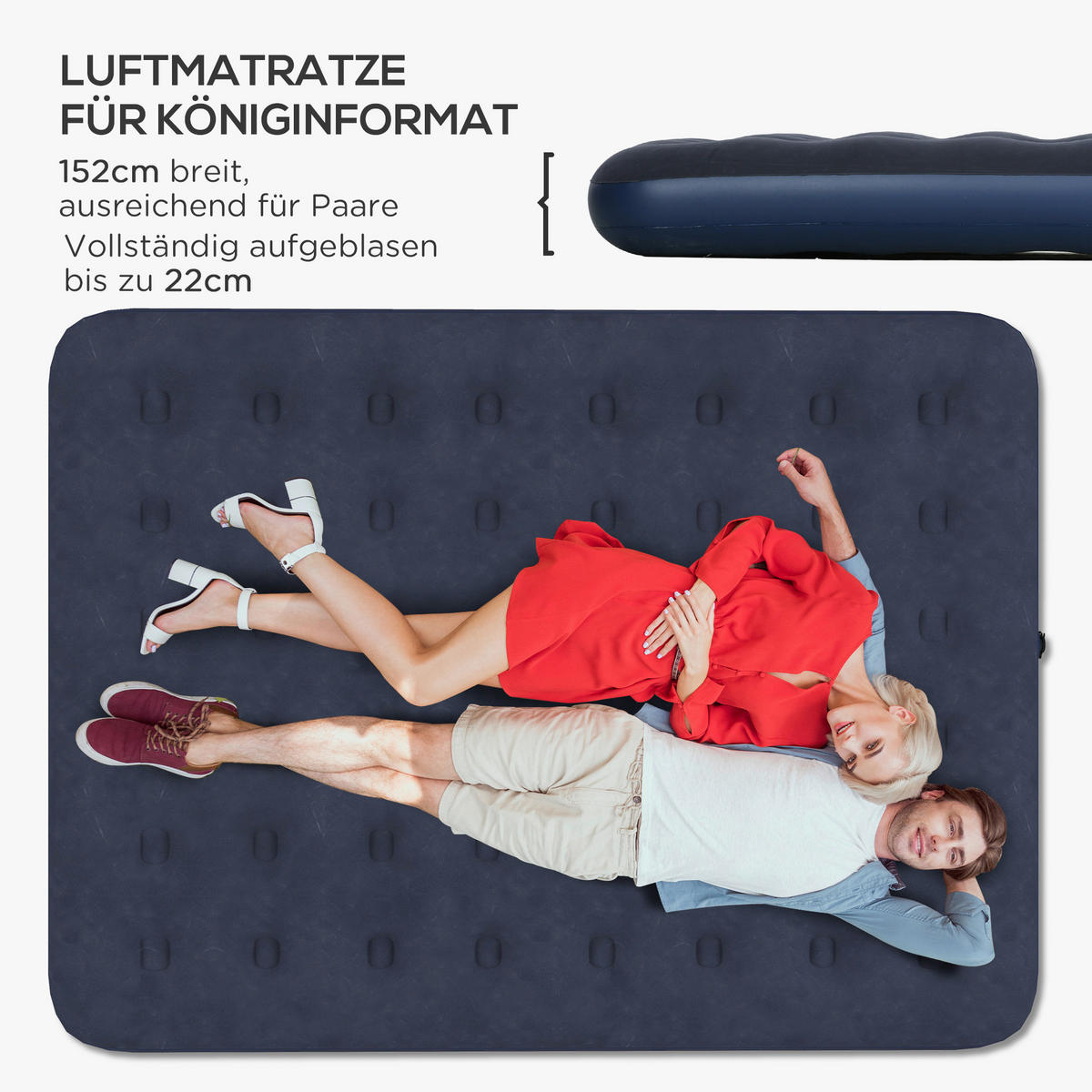 Outsunny Luftmatratze blau Kunststoff B/H/L: ca. 152x22x203 cm Luftmatratze - blau (203,00/152,00/22,00cm) - Outsunny
