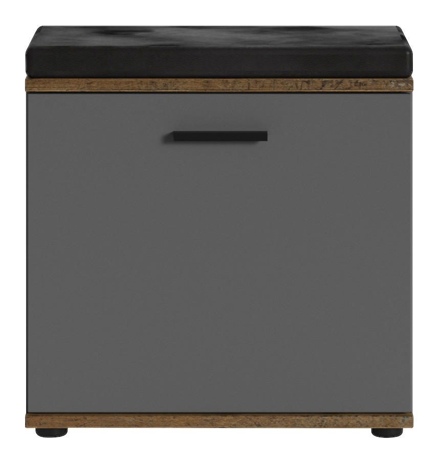Sitzbank JAKOB schwarz anthrazit Eiche Old Wood Nachbildung B/H/T: ca. 48,5x49x30 cm JAKOB - Eiche/schwarz (48,50/49,00/30,00cm) - byLIVING