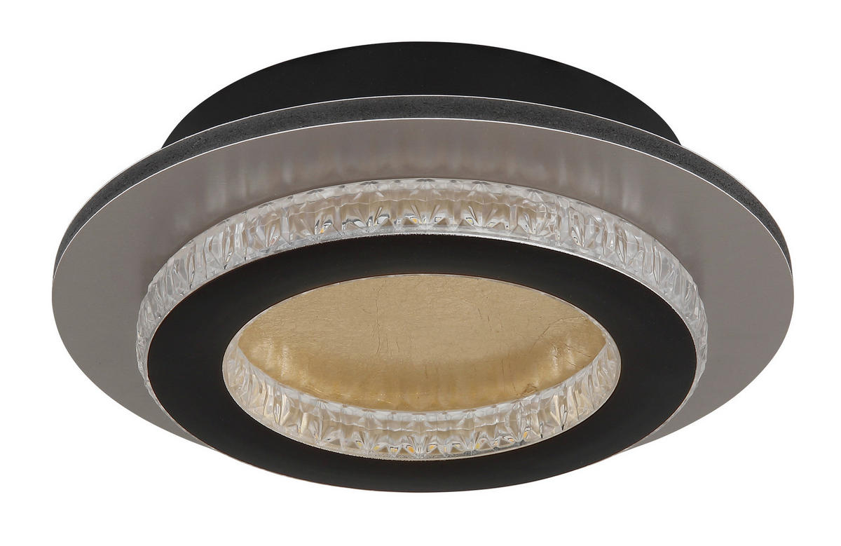 GLOBO LED-Deckenleuchte mattschwarz klar gold Metall Kunststoff H/D: ca. 5,5x20 cm 1 Brennstellen JAYDEN - gold/klar (20,00/5,50cm) - GLOBO