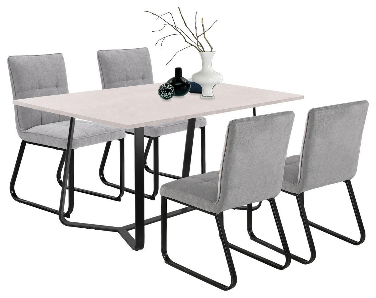 Stuhl TALEA  2er-Set hellgrau schwarz Webstoff Metall B/H/T: ca. 46x86x55 cm TALEA  2er-Set - hellgrau/schwarz (46,00/86,00/55,00cm) - byLIVING