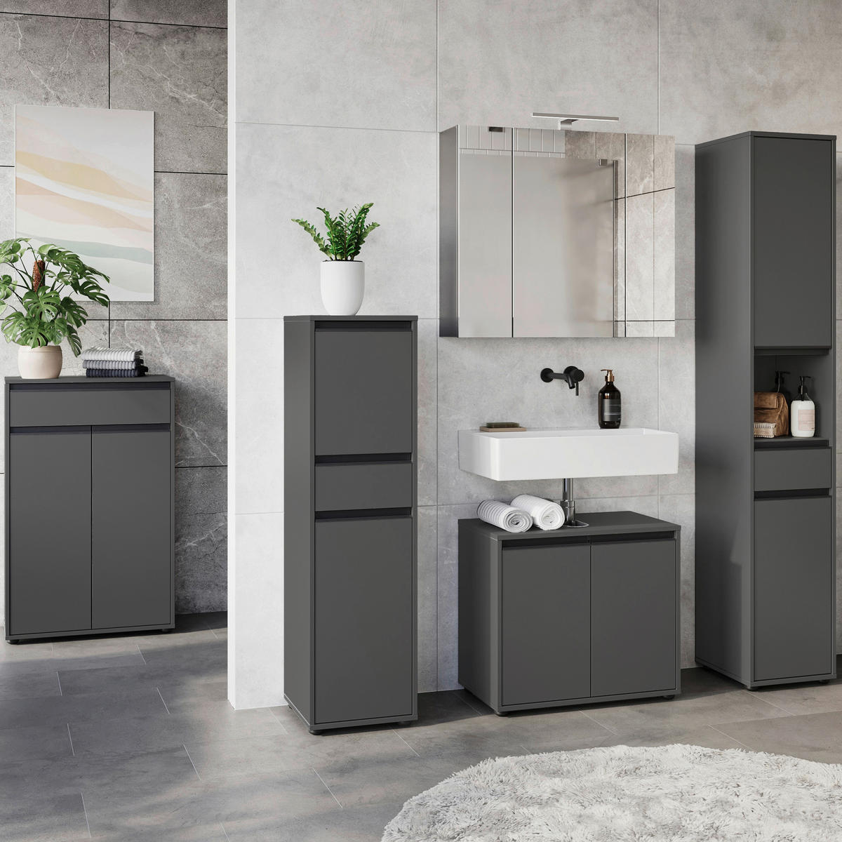 Badezimmer-Set 9932-547 Graphit B/H/T: ca. 250x190x34 cm 9932-547 - Graphit (250,00/190,00/34,00cm) - Germania