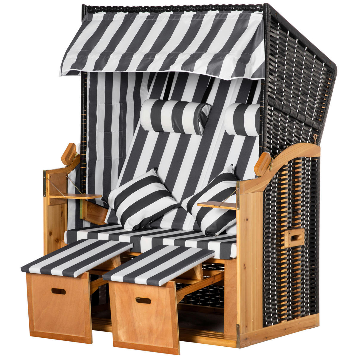 Outsunny Strandkorb grau Polypropylen B/H/L: ca. 79x118x160 cm Strandkorb - weiß/grau (160,00/79,00/118,00cm) - Outsunny