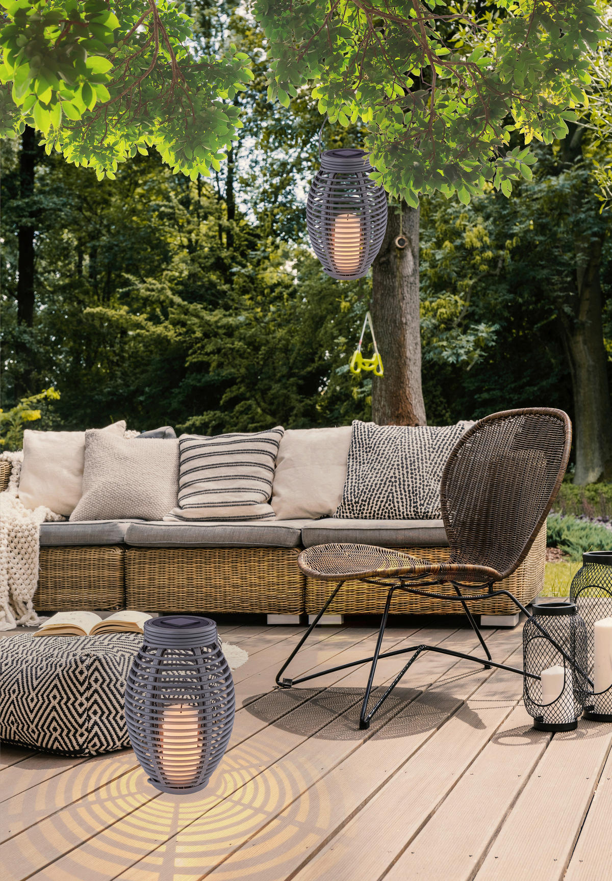 LED-Solarleuchte grau Kunststoff H/D: ca. 35x18,5 cm SOLAR - grau (18,50/35,00cm) - GLOBO