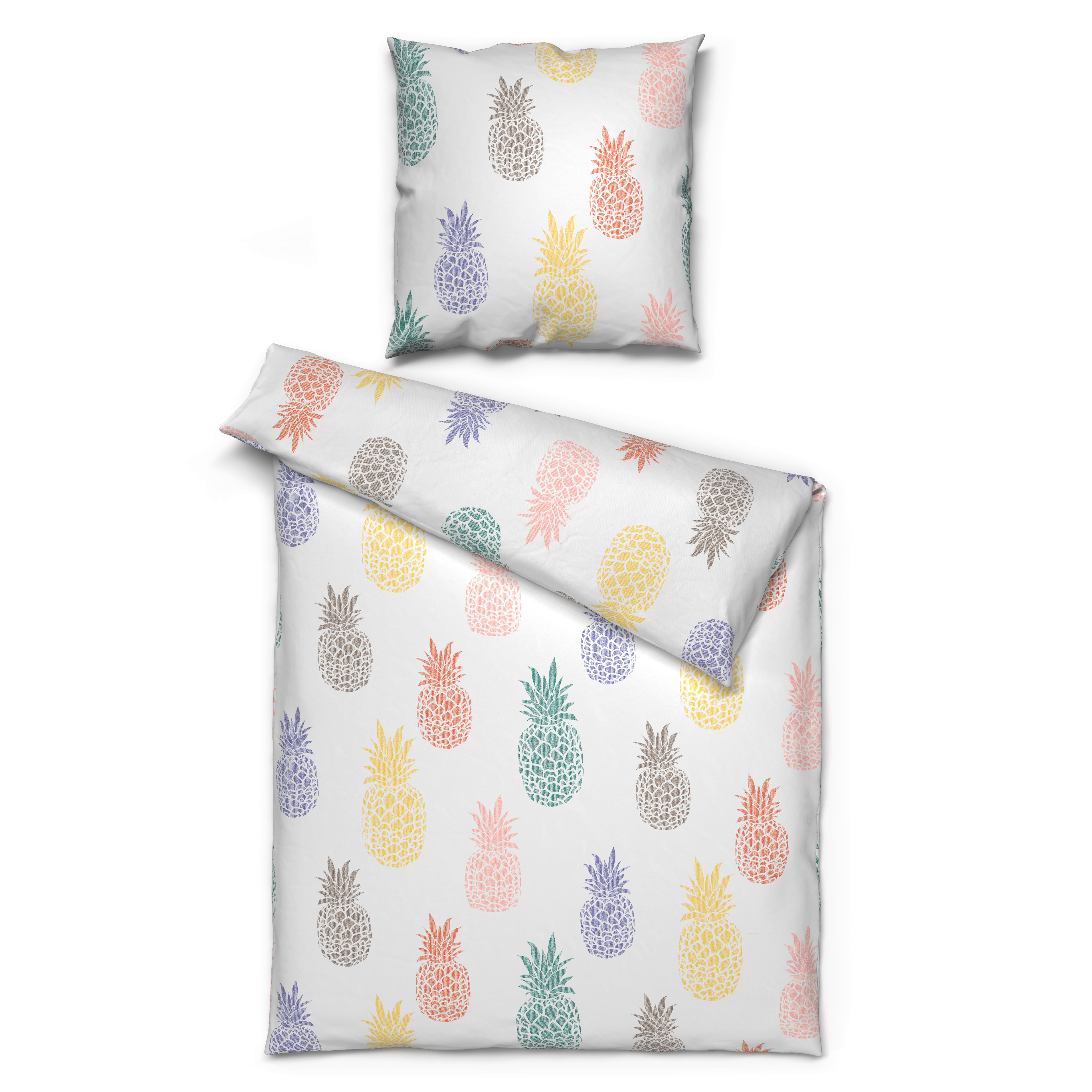 Baumwoll Bettwäsche Cotton touch Bettwäsche_Cotton-Touch Ananas - multicolor (135,00/200,00cm) - Sensation