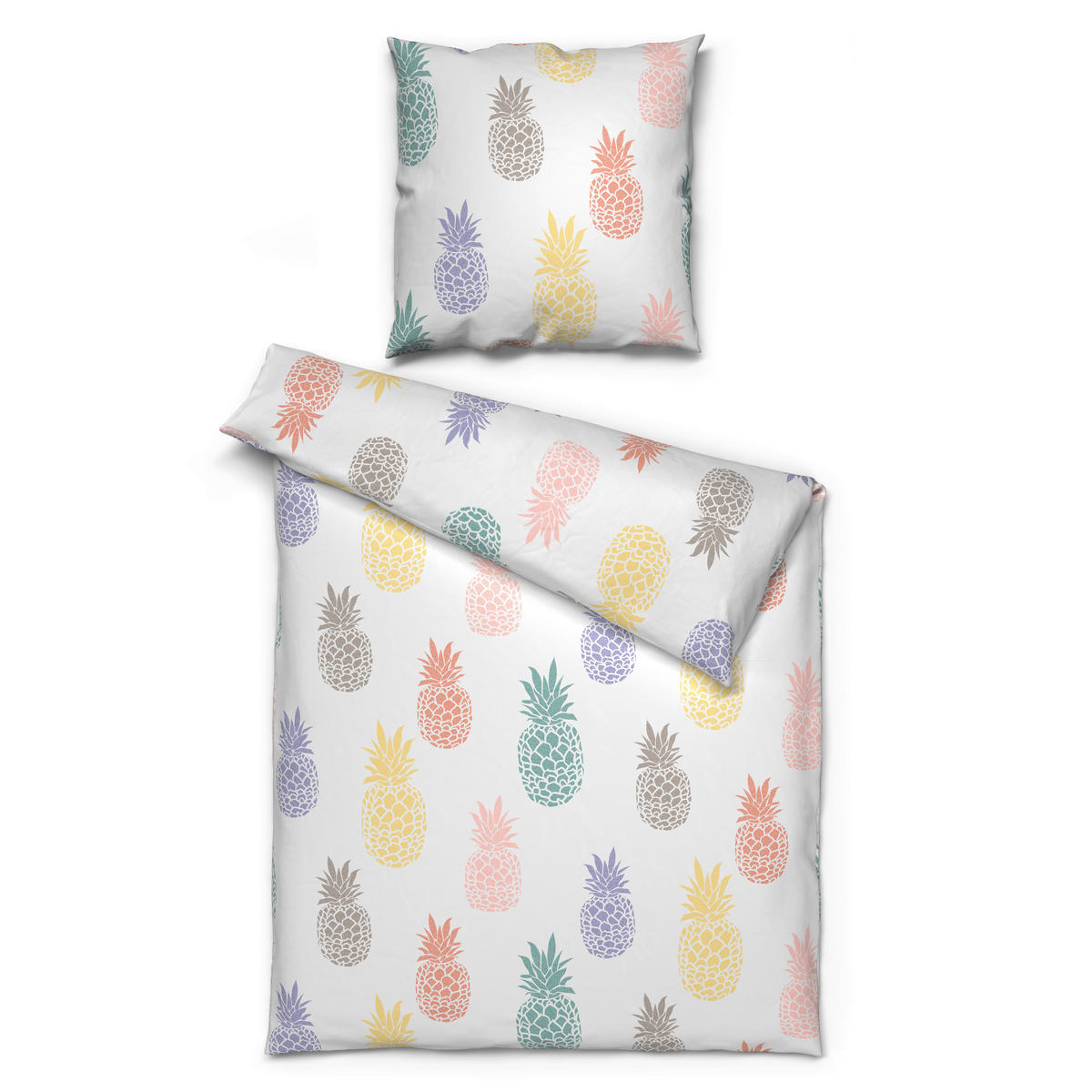 Baumwoll Bettwäsche Cotton touch Bettwäsche_Cotton-Touch Ananas - multicolor (135,00/200,00cm) - Sensation