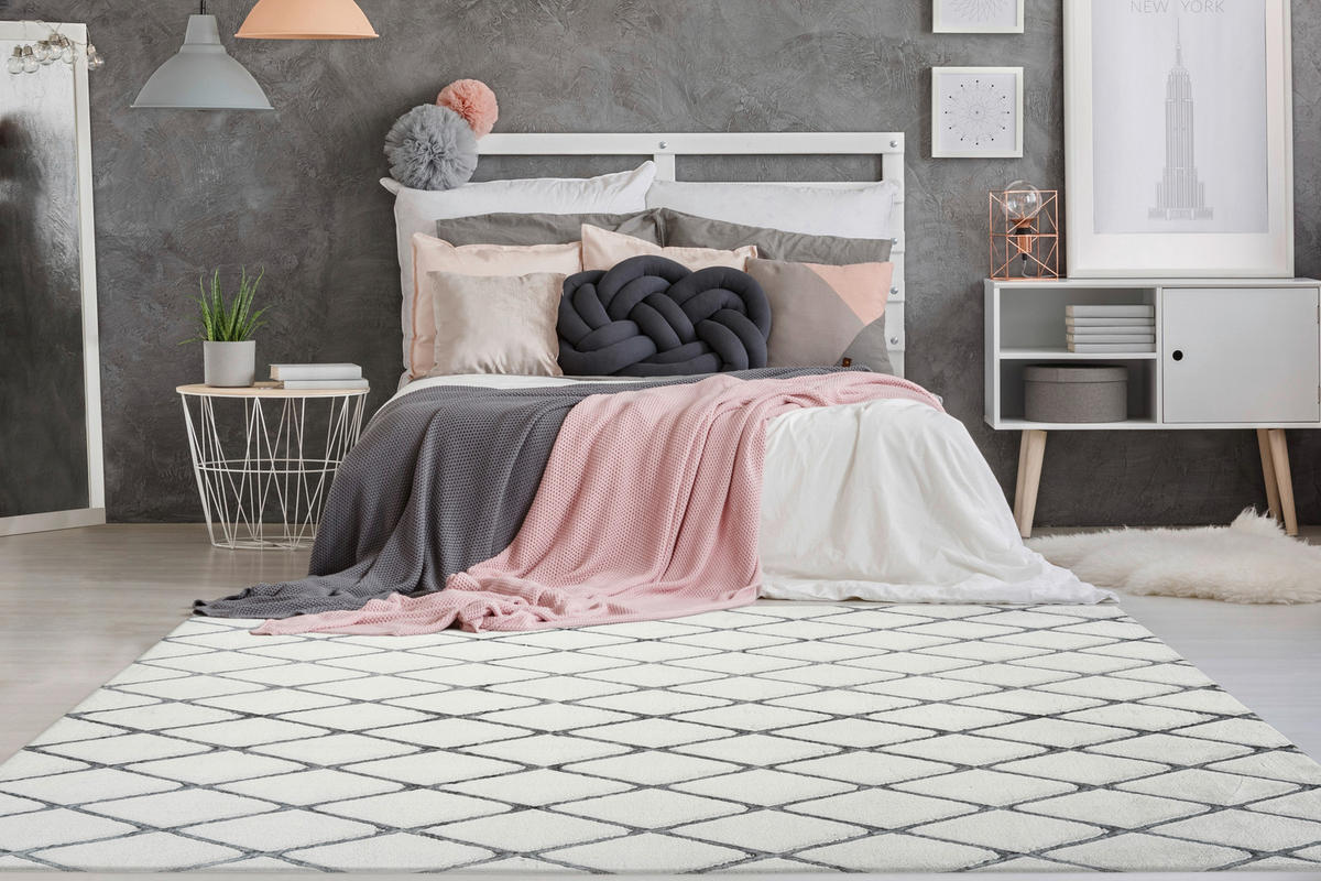 360Living Teppich Vivica anthrazit B/L: ca. 80x150 cm Vivica - weiß/anthrazit (80,00/150,00cm) - 360Living