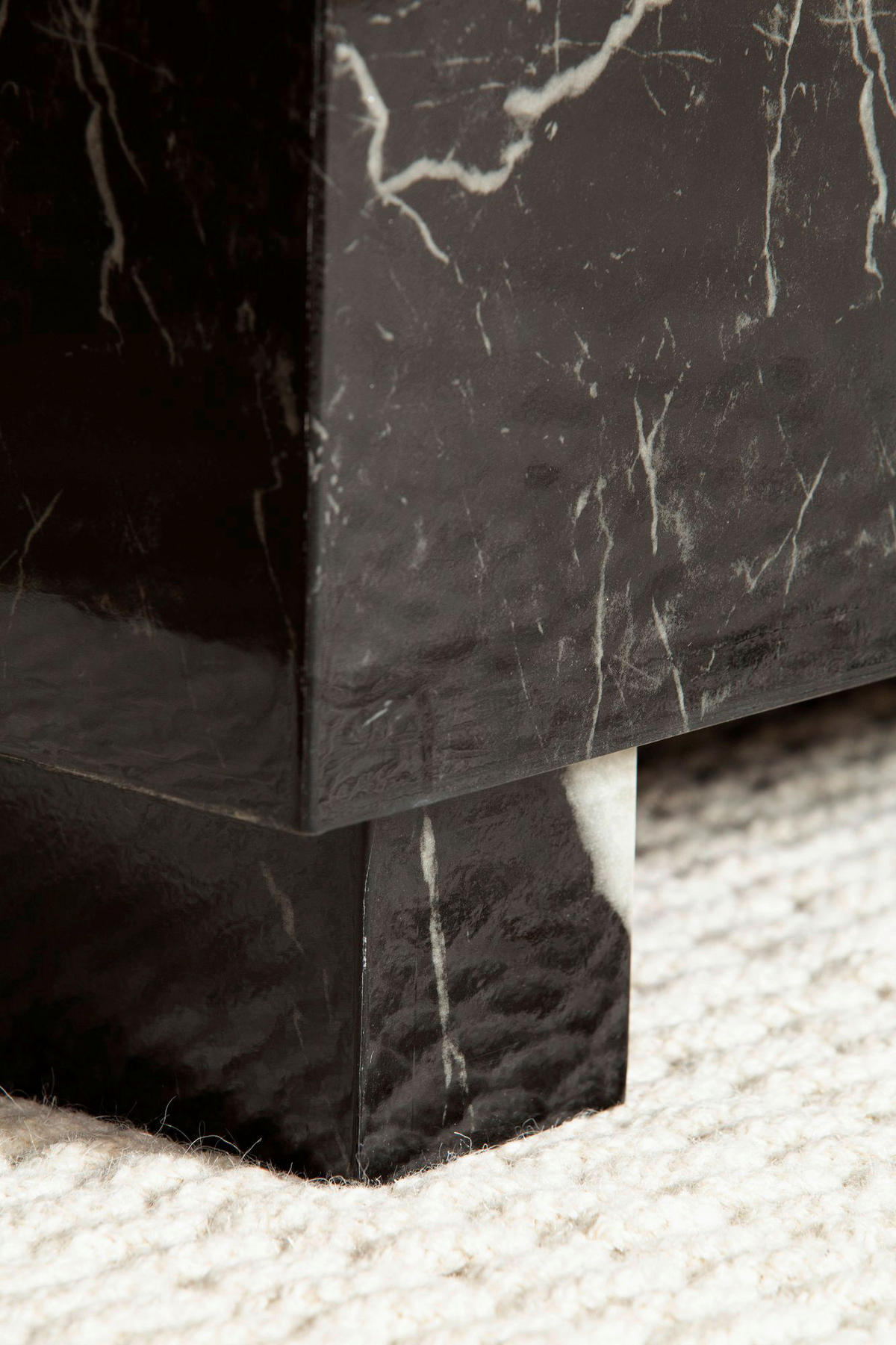 Couchtisch schwarz Marmor Optik B/H/T: ca. 60x35x60 cm Couchtisch - schwarz (60,00/35,00/60,00cm) - Wohnling