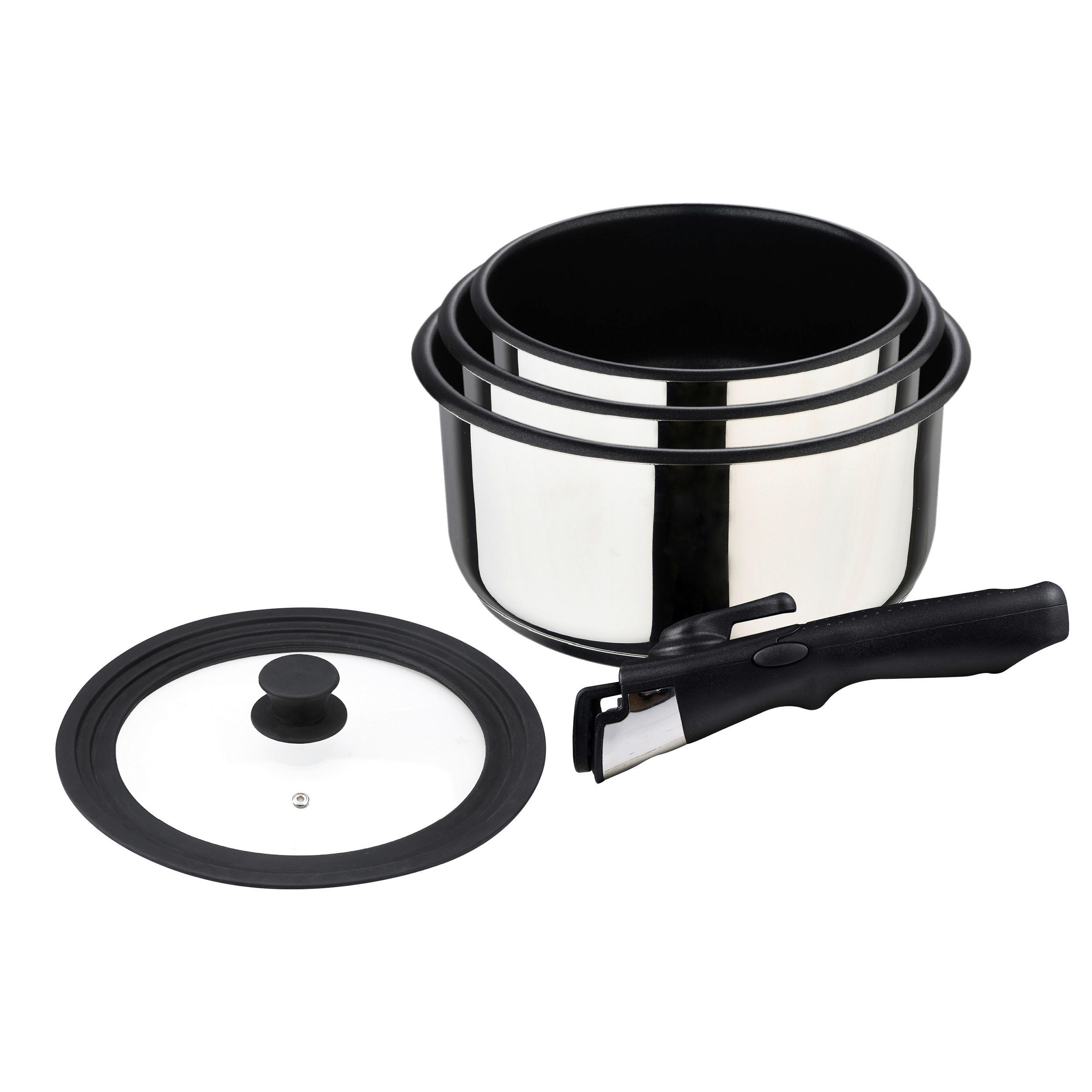 Thumbnail - BERGNER Pfannenset Click & cook silber Edelstahl 6 tlg.