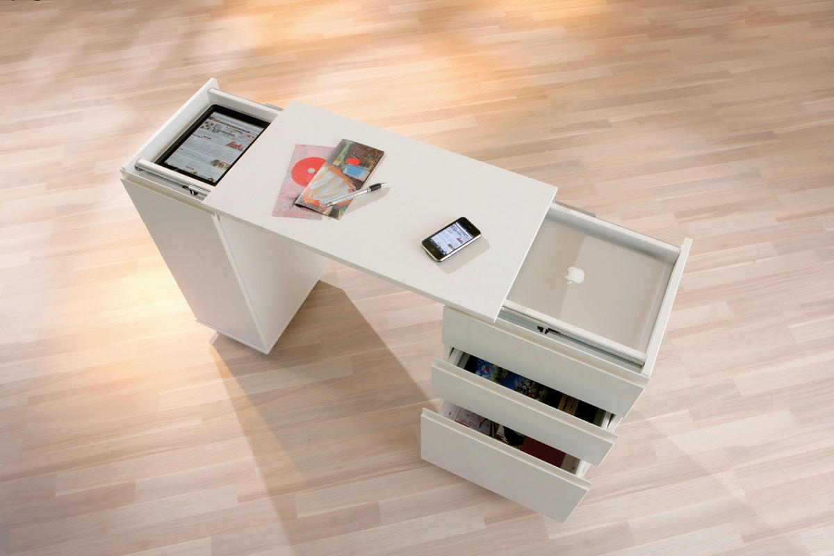 Schreibtisch Laptop Office weiß B/H/T: ca. 66x72x37 cm Laptop Office - weiß (66,00/72,00/37,00cm) - Inter Link
