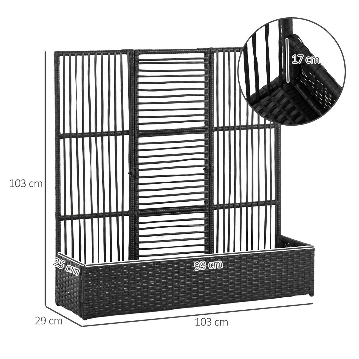 Outsunny Blumenkasten schwarz Polyrattan B/H/L: ca. 103x29x103 cm Blumenkasten - schwarz (103,00/103,00/29,00cm) - Outsunny