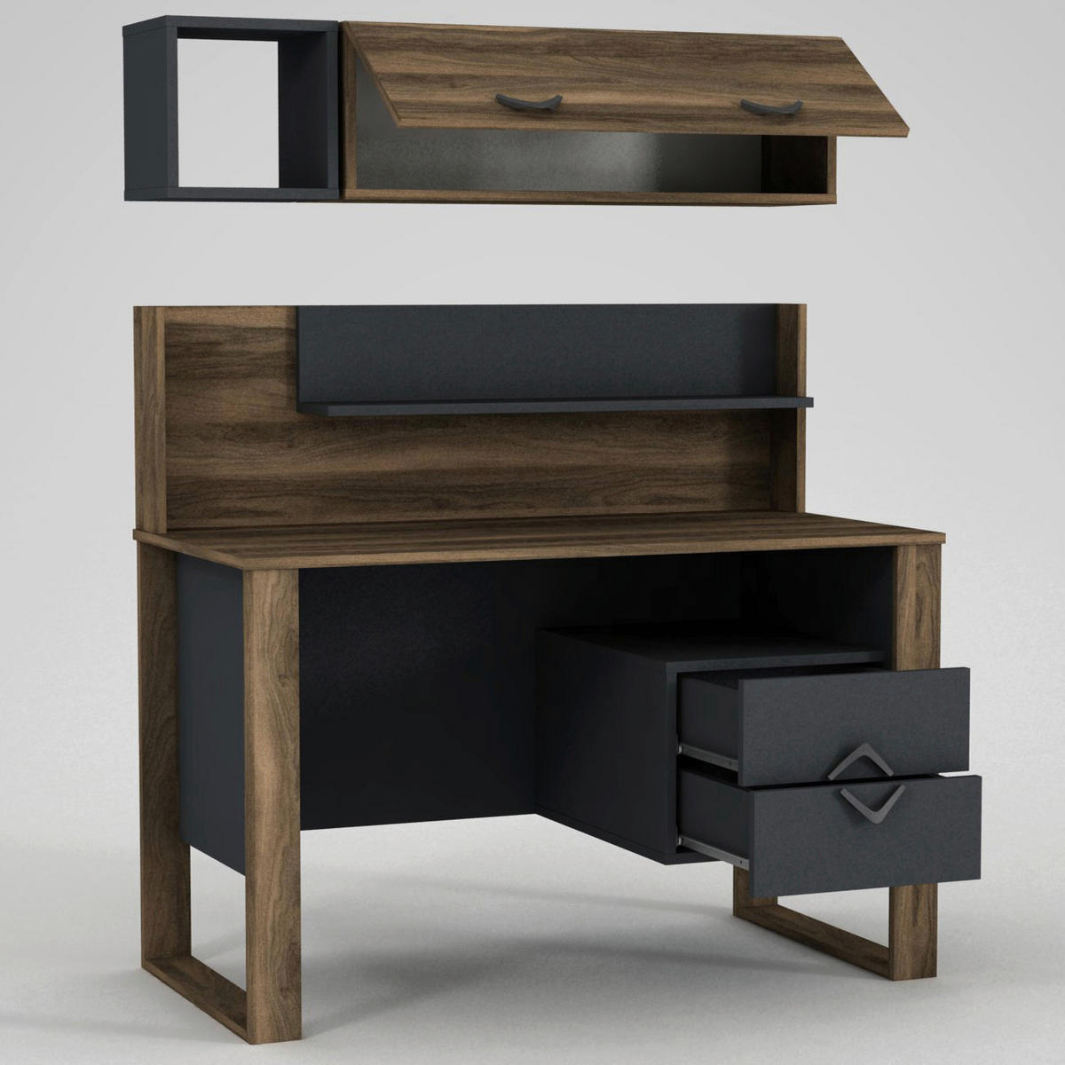 Schreibtisch Bumerang walnuss Nachbildung anthrazit B/H/T: ca. 120x114x60 cm Bumerang - walnuss/anthrazit (120,00/114,00/60,00cm) - moebel17
