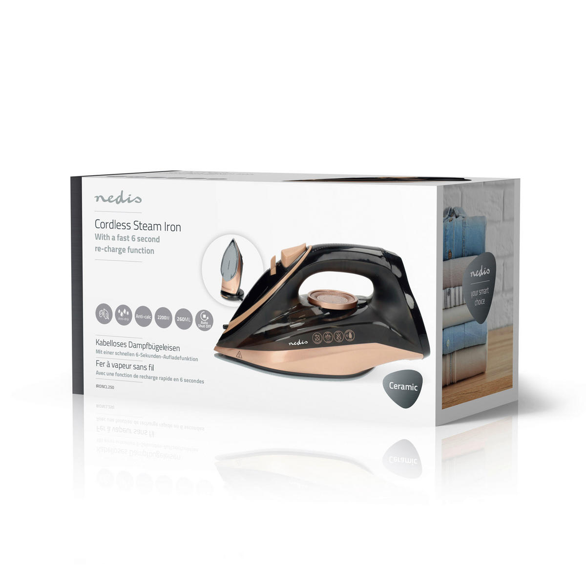 Nedis Bügeleisen schwarz Kunststoff Keramik Aluminium B/H/L: ca. 30,5x17,5x14 cm Bügeleisen_Nedis - schwarz (14,00/30,50/17,50cm) - Nedis