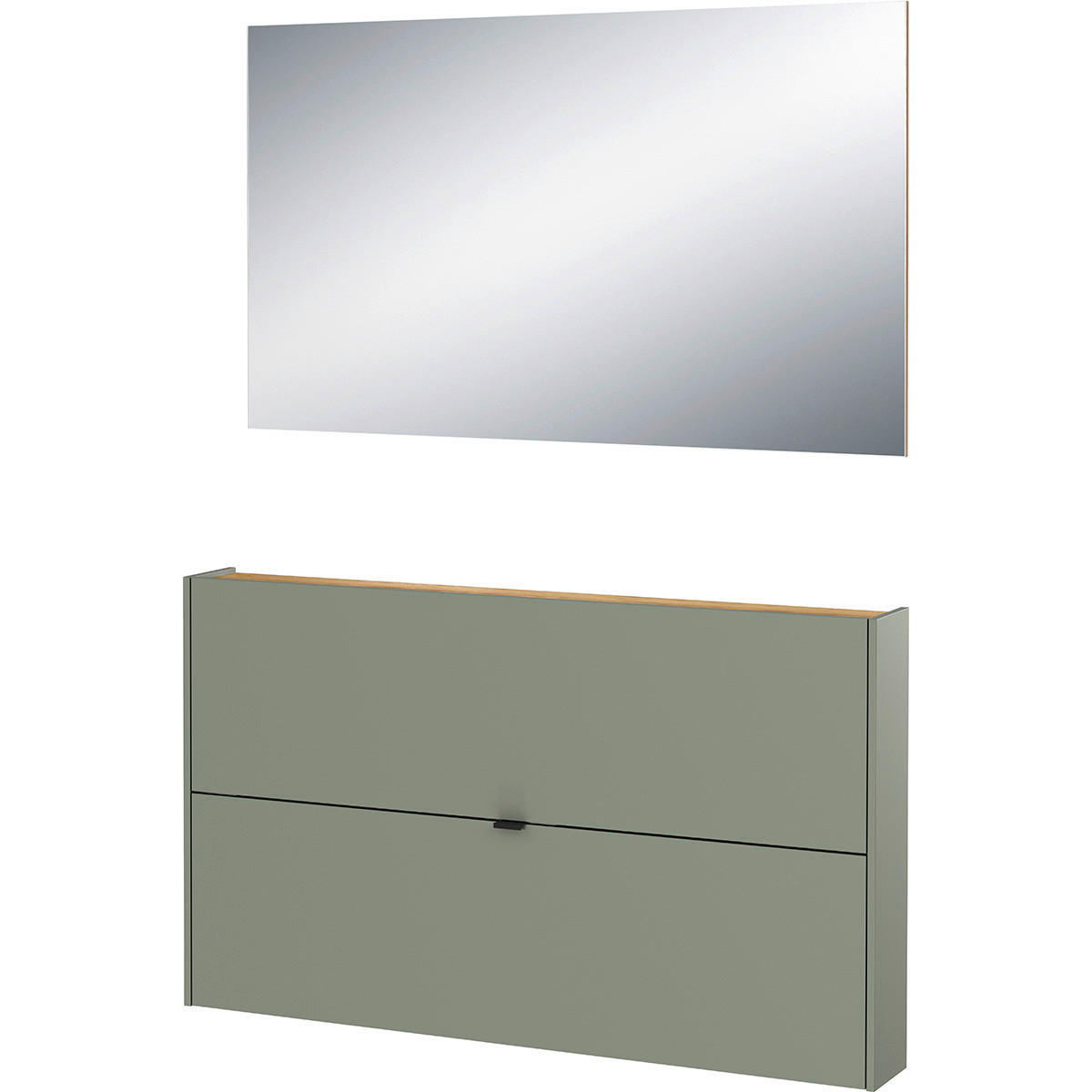 Garderobe 9742-629 grün Eiche Navarra Nachbildung B/H/T: ca. 140x200x19 cm 9742-629 - Eiche/grün (140,00/200,00/19,00cm) - Germania