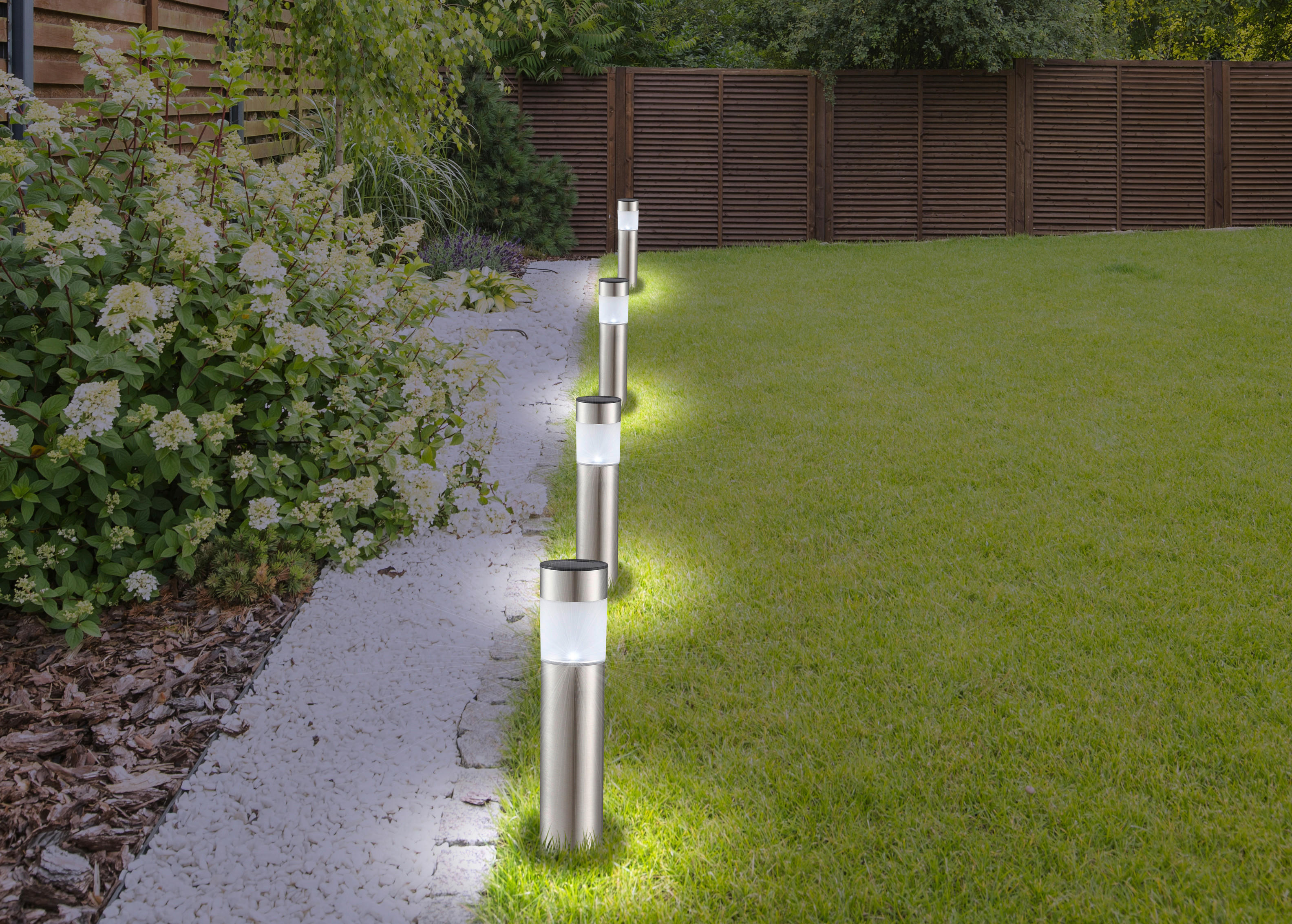 LED-Solarleuchte Edelstahl H/D: ca. 38x6,5 cm SOLAR - (6,50/38,00cm) - GLOBO