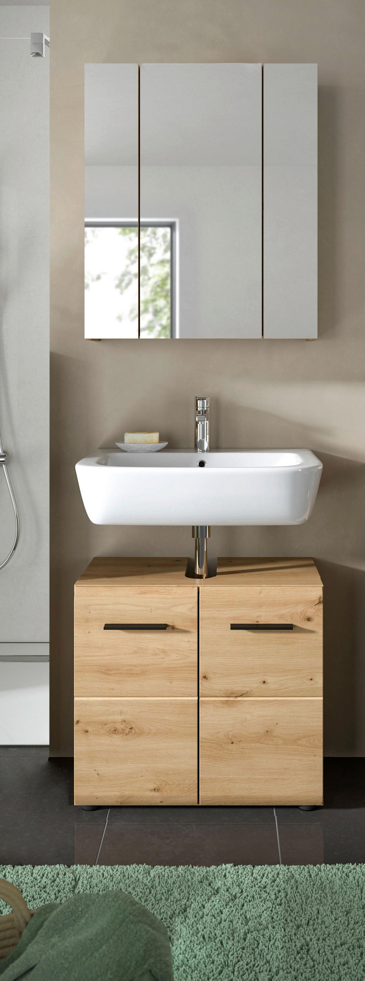 Badezimmer-Set Ice Artisan Oak Nachbildung B/H/T: ca. 60x185x30 cm Ice - (60,00/185,00/30,00cm) - xonox.home
