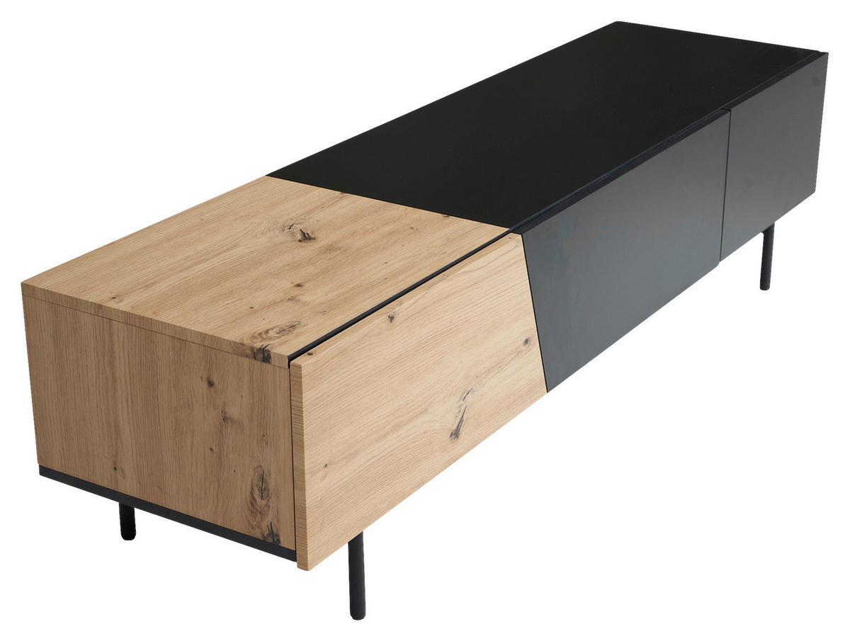 Lowboard schwarz Eiche Optik B/H/T: ca. 150x40x40 cm TV & Lowboard - schwarz (150,00/40,00/40,00cm) - Wohnling