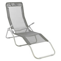 VCM Gartenliege grau Stahl B/H/L: ca. 48x100x160 cm Gartenliege - grau (160,00/48,00/100,00cm) - VCM