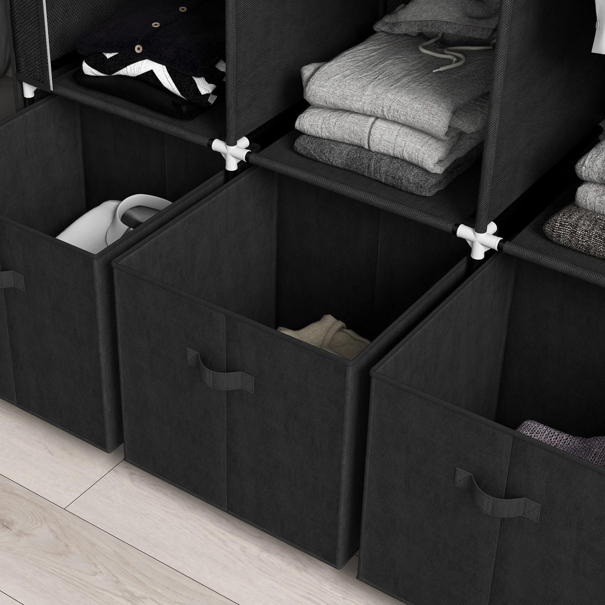 HOMCOM Kleiderschrank schwarz Polypropylen B/H/L: ca. 43x125x162,5 cm Stoffschrank - schwarz (162,50/43,00/125,00cm) - HOMCOM
