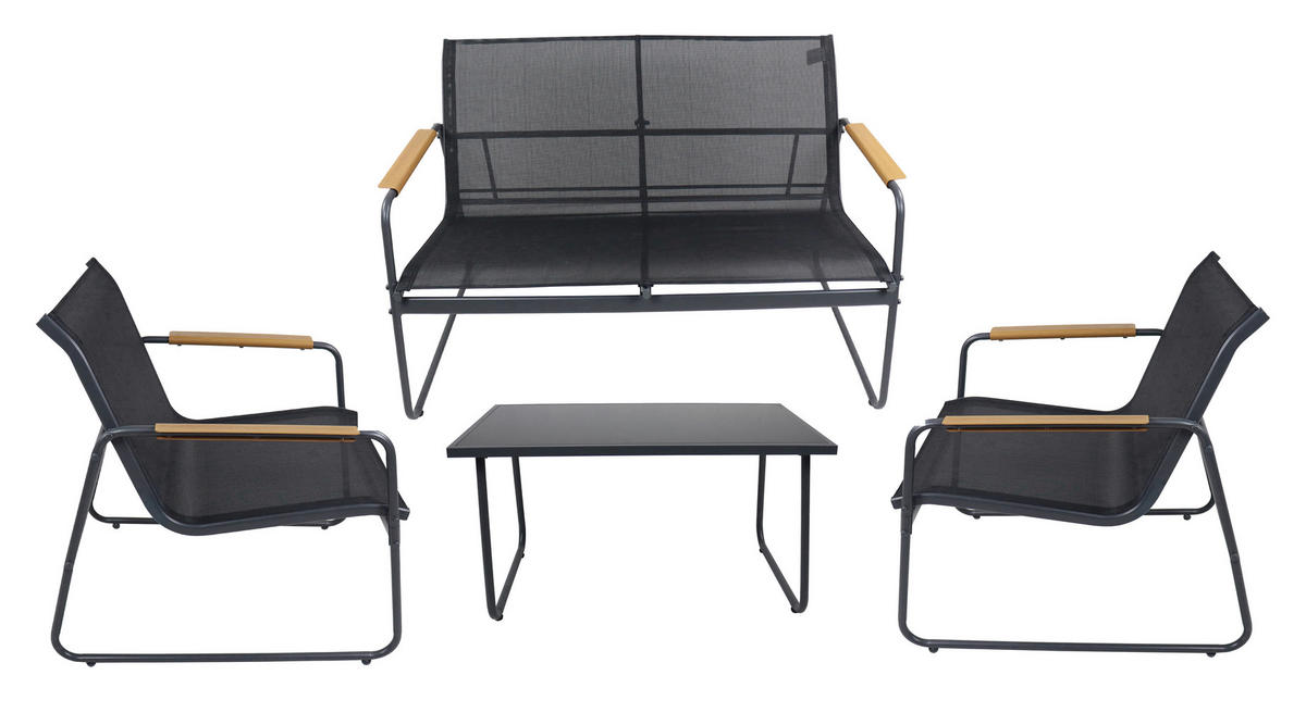 VCM Gartensitzgruppe Lexila schwarz Textilene B/H/L: ca. 110x76x74 cm Lexila - schwarz (74,00/110,00/76,00cm) - VCM