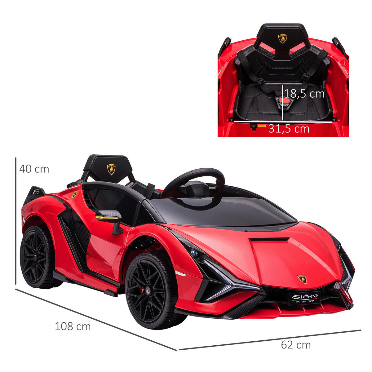 HOMCOM Kinder-Elektroauto rot B/H/L: ca. 62x65x132 cm Kinder Elektroauto - rot (132,00/62,00/65,00cm) - HOMCOM