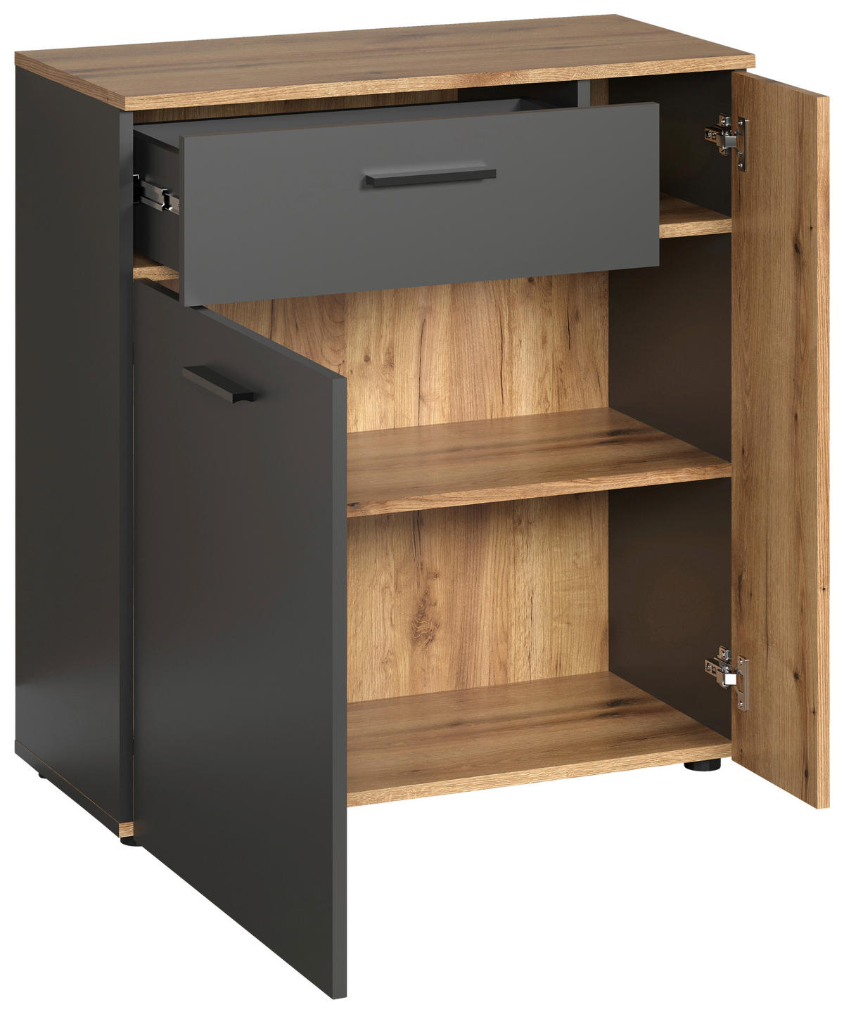 Kommode Esteban anthrazit Eiche Evoke Coast Nachbildung B/H/T: ca. 80x86x38 cm Esteban - Eiche/anthrazit (80,00/86,00/38,00cm)