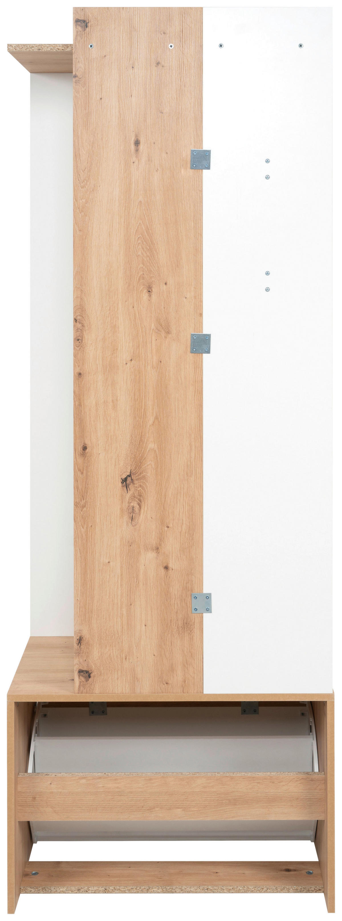Garderobe Gera 42A weiß Oak Artisan Nachbildung B/H/T: ca. 66x182x33 cm Gera 42A - weiß/Oak (66,00/182,00/33,00cm)